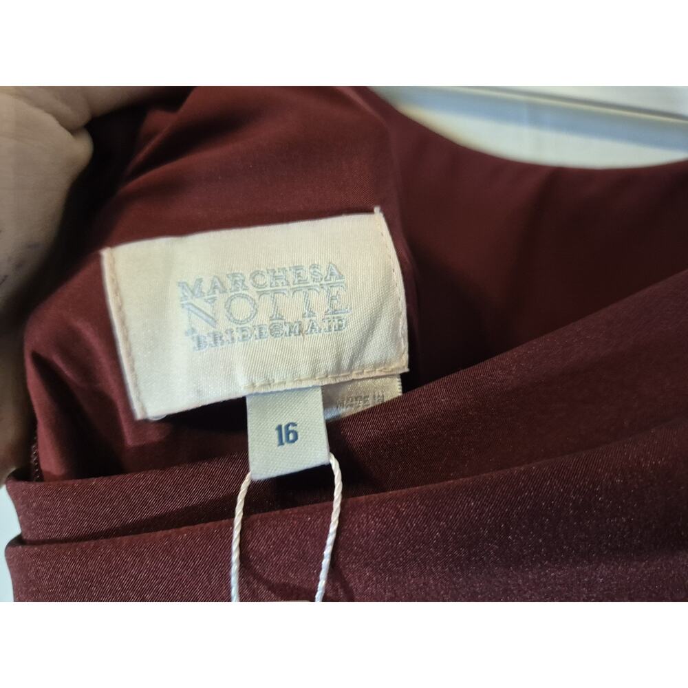 Marchesa Notte Bridesmaid Modena Maroon Party Evening Gown US 16 New w Tags - Picture 10 of 10